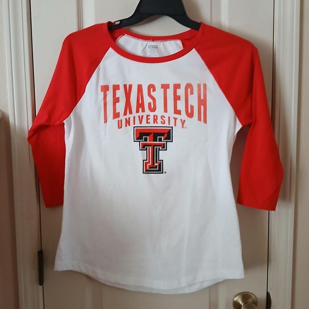 Texas Tech Red Raiders 100% Cotton 3/4 Sleeve Baseball Tee M Preppy Team Spirit